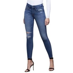 Good American Good Legs Skinny Jeans‎ Blue Distressed Mid Rise Women’s 16 US